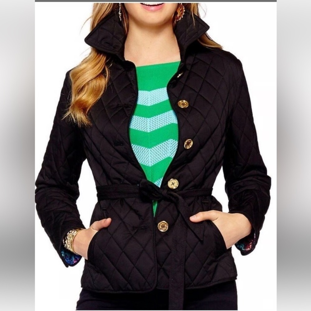 Lilly‎ Pulitzer Women's Black Quilted Jacket Size Small